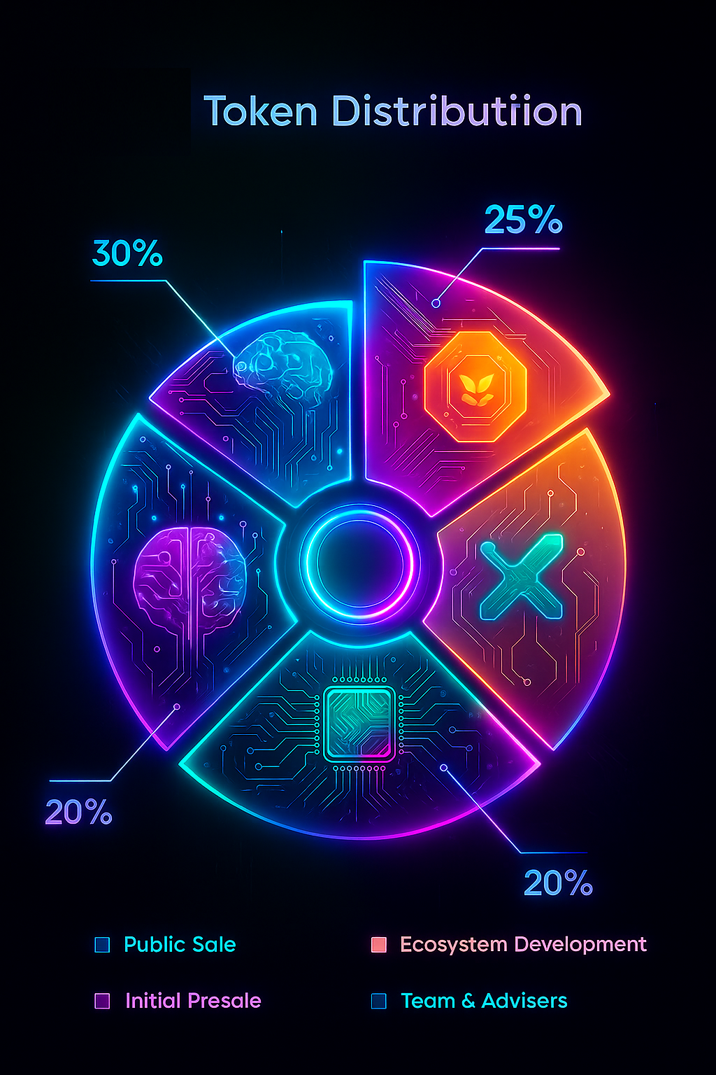 Pie chart of GROK938L token distribution